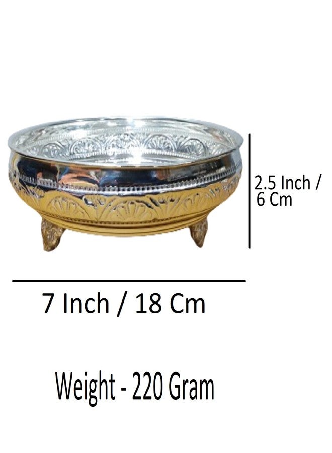 Sigaram Germaan Silver 7 Inch Floral Design Plate with Stand for Home Pooja Decore K4483 - Image 4